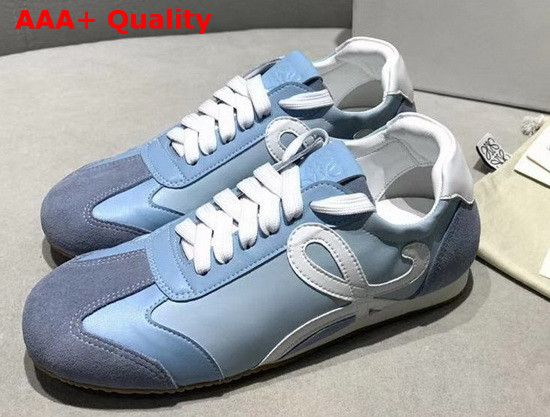 Loewe Ballet Runner Blue and White Calfskin and Suede Leather Replica