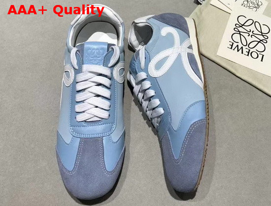 Loewe Ballet Runner Blue and White Calfskin and Suede Leather Replica