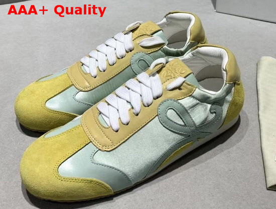 Loewe Ballet Runner Light Green and Yellow Nylon and Leather Replica