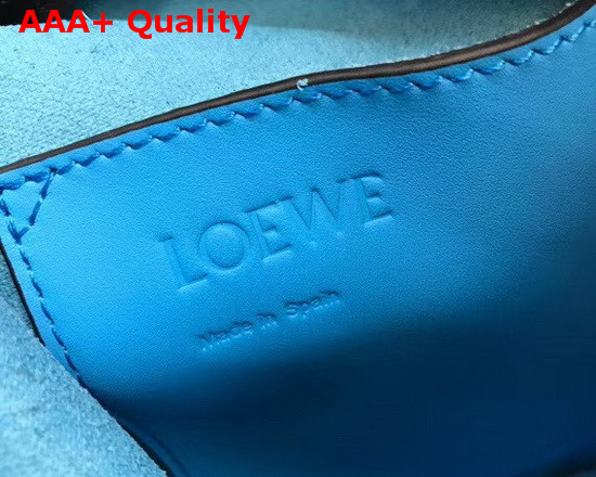 Loewe Balloon Small Bag in Topaz Blue Black Nappa Calf Leather Replica