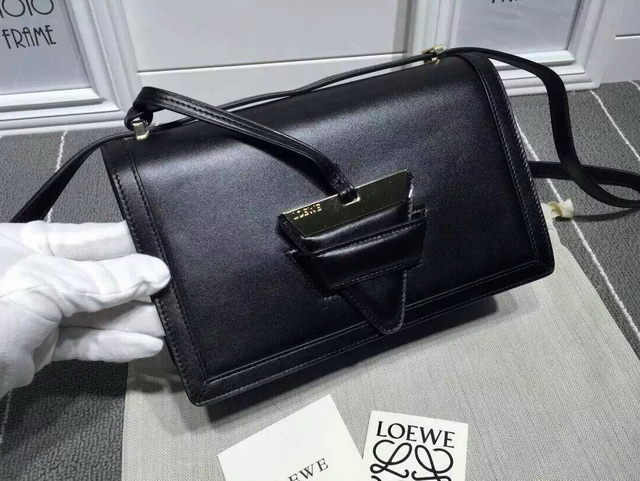 Loewe Barcelona Shoulder Bag Black Calf Leather for Sale