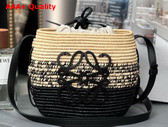 Loewe Beehive Basket bag in Raffia and Calfskin Natural Black Replica