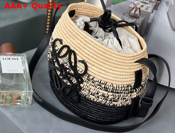 Loewe Beehive Basket bag in Raffia and Calfskin Natural Black Replica