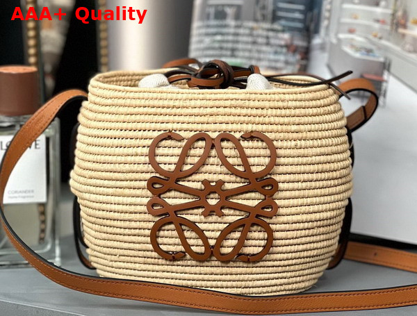 Loewe Beehive Basket bag in Raffia and Calfskin Natural Tan Replica