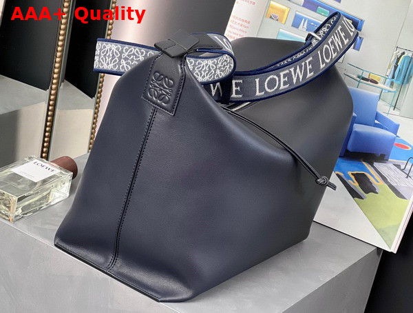 Loewe Cubi Crossbody Bag in Deep Navy Supple Smooth Calfskin and Jacquard Replica