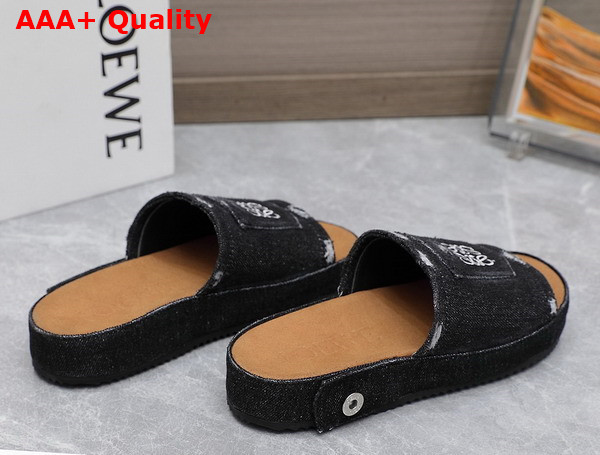 Loewe Deconstructed Slide in Black Denim Replica