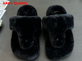 Loewe Ease Toe Post Sandals in Black Shearling Replica