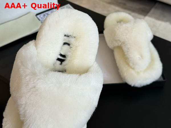 Loewe Ease Toe Post Sandals in Ecru Shearling Replica