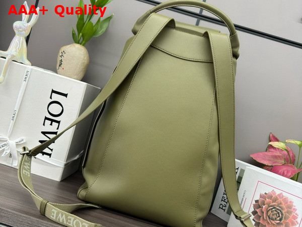 Loewe Flamenco Backpack in Shiny Supple Calfskin Olive Replica