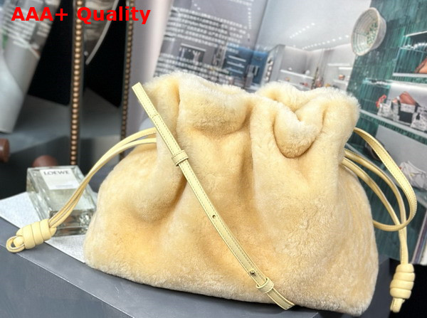 Loewe Flamenco Clutch in Shearling Vanilla Replica