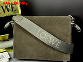 Loewe Flamenco Satchel in Olive Suede Calfskin Replica