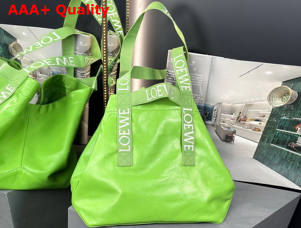 Loewe Fold Shopper in Apple Green Paper Calfskin Replica