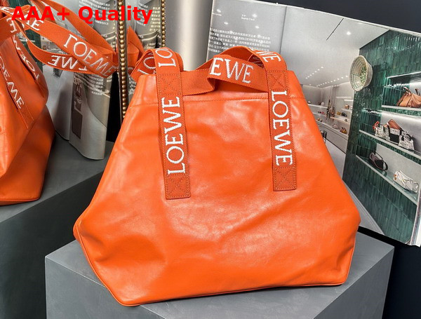 Loewe Fold Shopper in Orange Paper Calfskin Replica