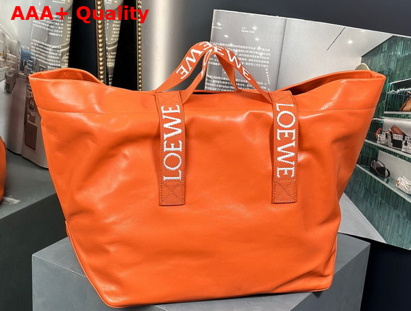 Loewe Fold Shopper in Orange Paper Calfskin Replica