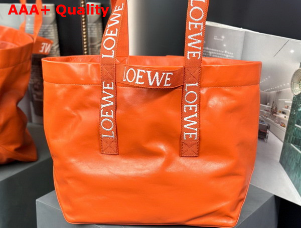 Loewe Fold Shopper in Orange Paper Calfskin Replica