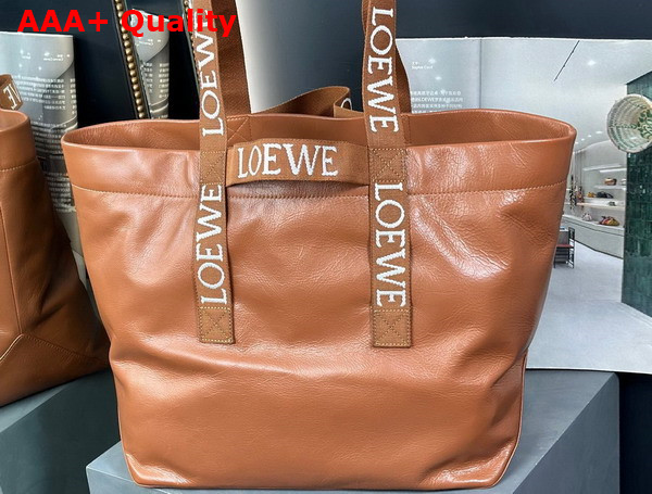 Loewe Fold Shopper in Winter Brown Paper Calfskin Replica