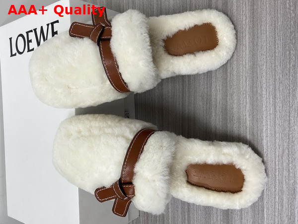 Loewe Gate Mule in Shearling Soft White Tan Replica