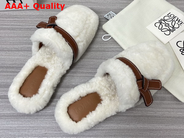 Loewe Gate Mule in Shearling Soft White Tan Replica