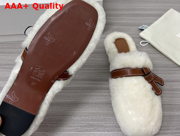 Loewe Gate Mule in Shearling Soft White Tan Replica