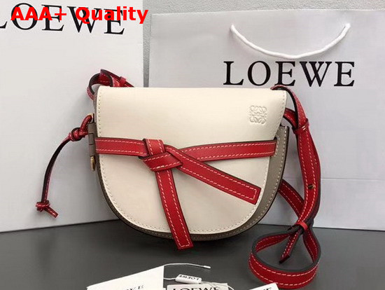 Loewe Gate Small Bag White and Grey Soft Natural Calfskin Replica