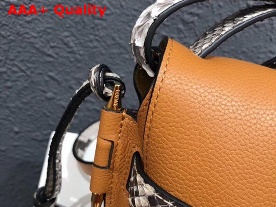 Loewe Gate Small Bag in Light Caramel Grained Calf Leather with Python Details Replica