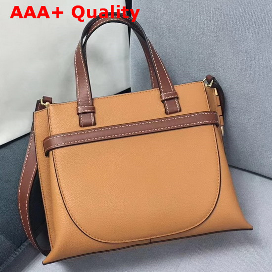 Loewe Gate Top Handle Small Bag Light Caramel and Pecan Color Soft Grained Calf Leather Replica