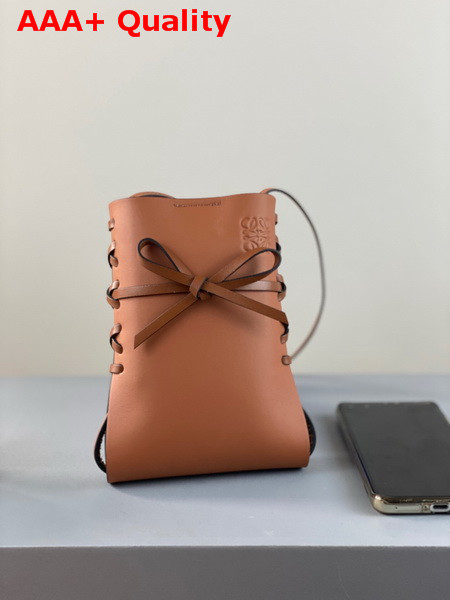 Loewe Ikebana Phone Pocket in Tan Calfskin Replica