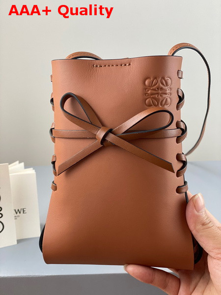 Loewe Ikebana Phone Pocket in Tan Calfskin Replica