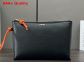 Loewe Knot T Pouch in Shiny Nappa Calfskin Black and Bright Orange Replica