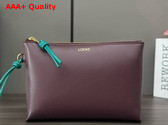 Loewe Knot T Pouch in Shiny Nappa Calfskin Burgundy and Emerald Replica