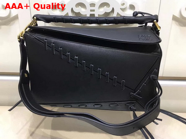 Loewe Laced Puzzle Bag Black Smooth Calfskin Replica