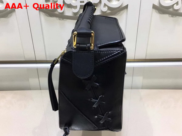 Loewe Laced Puzzle Bag Black Smooth Calfskin Replica