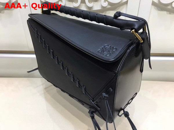 Loewe Laced Puzzle Bag Black Smooth Calfskin Replica