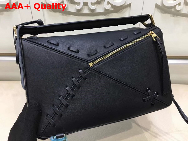 Loewe Laced Puzzle Bag Black Smooth Calfskin Replica