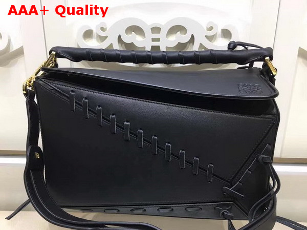 Loewe Laced Puzzle Bag Black Smooth Calfskin Replica