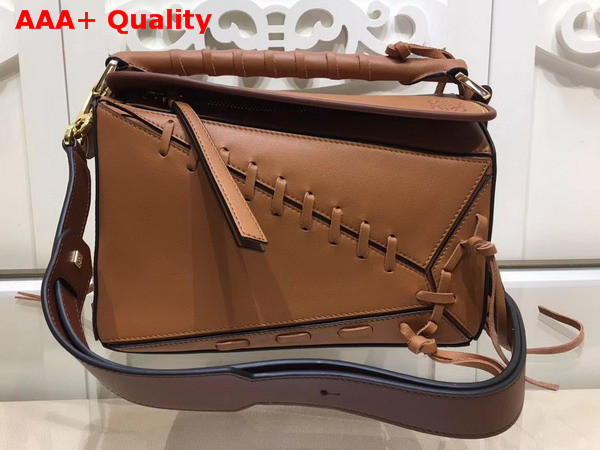 Loewe Laced Puzzle Bag Tan Smooth Calfskin Replica