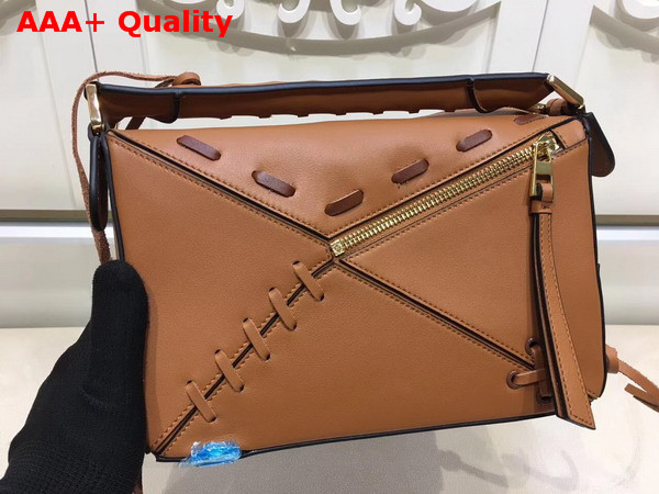 Loewe Laced Puzzle Bag Tan Smooth Calfskin Replica