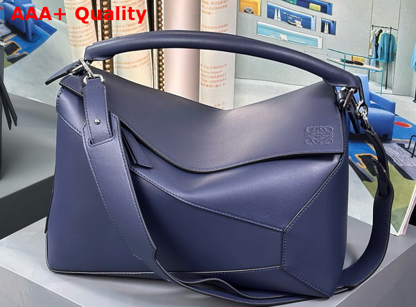 Loewe Large Puzzle Bag in Abyss Blue Classic Calfskin Replica