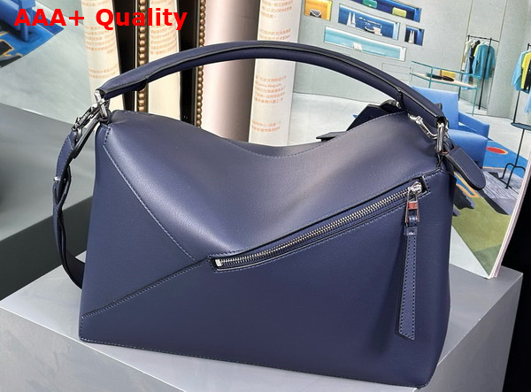 Loewe Large Puzzle Bag in Abyss Blue Classic Calfskin Replica