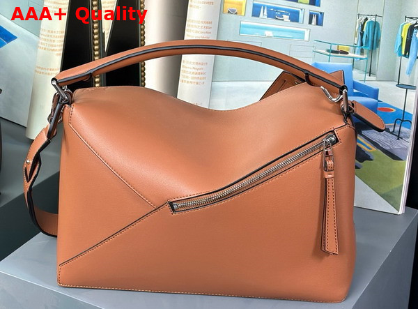 Loewe Large Puzzle Bag in Tan Shiny Calfskin Replica