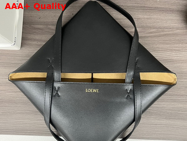 Loewe Large Puzzle Fold Tote in Shiny Calfskin Black Replica