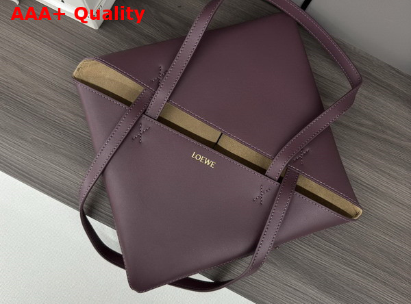 Loewe Medium Puzzle Fold Tote in Dark Burgundy Shiny Calfskin Replica