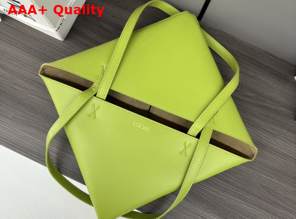 Loewe Medium Puzzle Fold Tote in Meadow Green Shiny Calfskin Replica