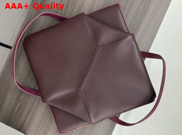 Loewe Medium Puzzle Fold Tote in Shiny Calfskin Crimson and Dark Burgundy Replica