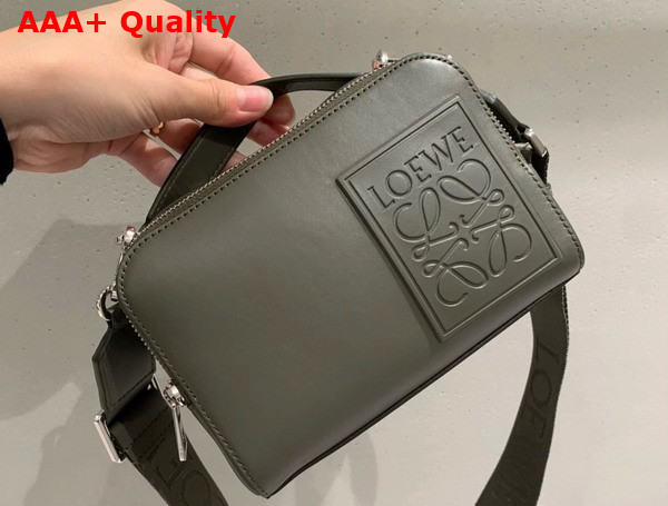 Loewe Mini Camera Crossbody Bag in Khaki Green Satin Calfskin Replica