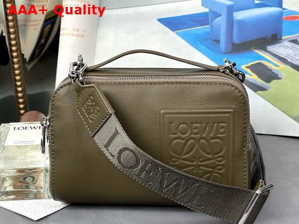 Loewe Mini Camera Crossbody Bag in Khaki Green Satin Calfskin Replica