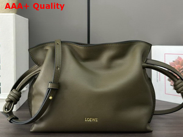 Loewe Mini Flamenco Clutch in Dark Khaki Green Nappa Calfskin Replica