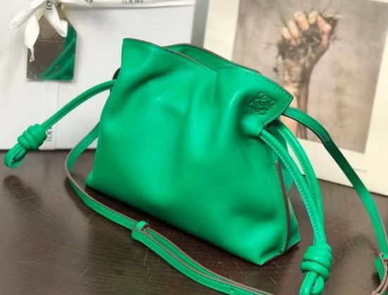 Loewe Mini Flamenco Clutch in Jungle Green Nappa Calfskin Replica