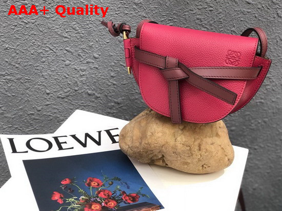 Loewe Mini Gate Bag Raspberry and Wine Grained Calf Replica