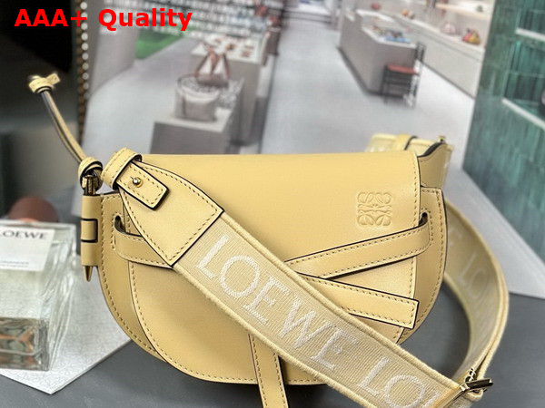 Loewe Mini Gate Dual Bag in Dark Butter Soft Calfskin and Jacquard Replica